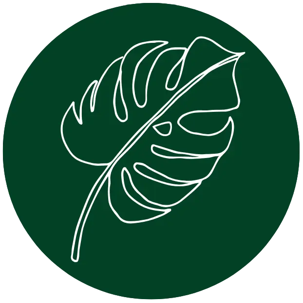 White Monstera Icon in Green Circle